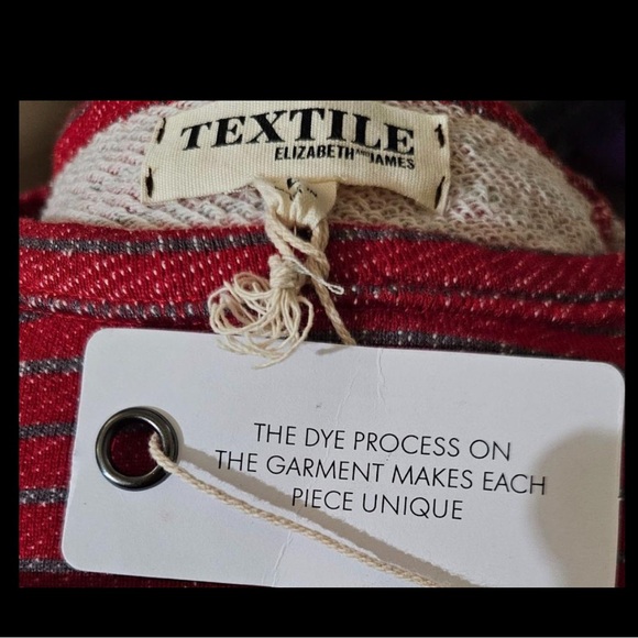 Textile Elizabeth and James striped Red Cropped long sleeve Sweater 100% Cotton - Picture 5 of 6